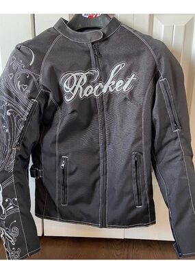Joe Rocket Black Textile Motorcycle Jacket with White Embroidery